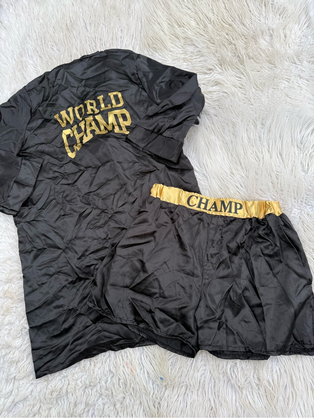 World Champ Men's Black and Gold Boxing costume (A5)